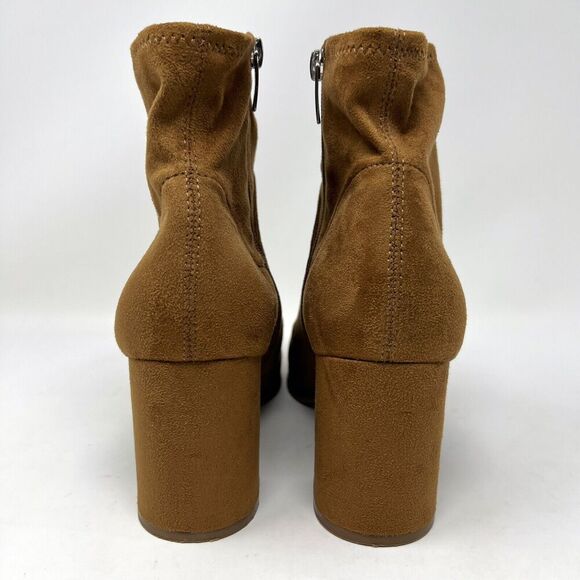 Marc Fisher Dyvine Pointy Toe Block Heel Booties Tan Brown Suede Zip Size 10 - Picture 8 of 12